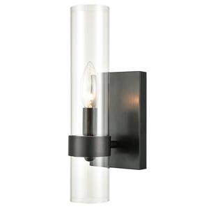 10.24 in. 1-Light Black Modern Wall Sconce with Standard Shade
