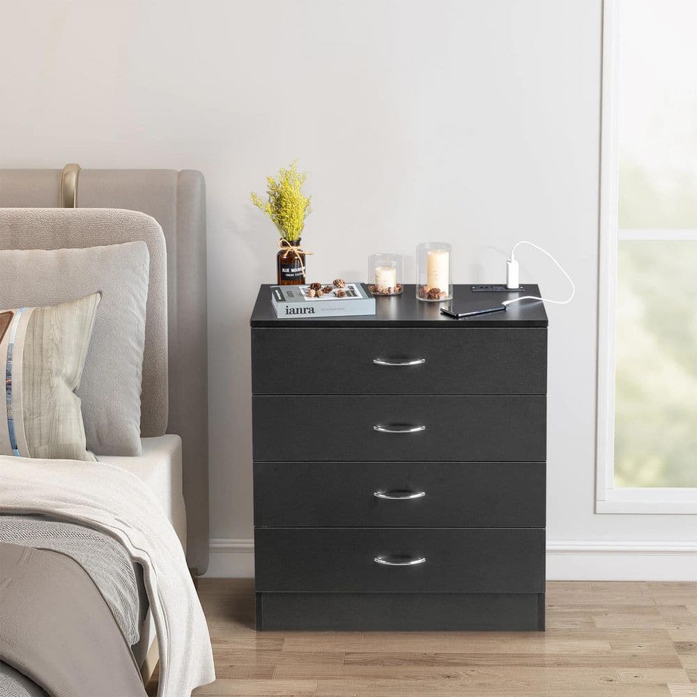 Karl home Black 4 Drawer 25. 98 in. Wide Chest of Drawers