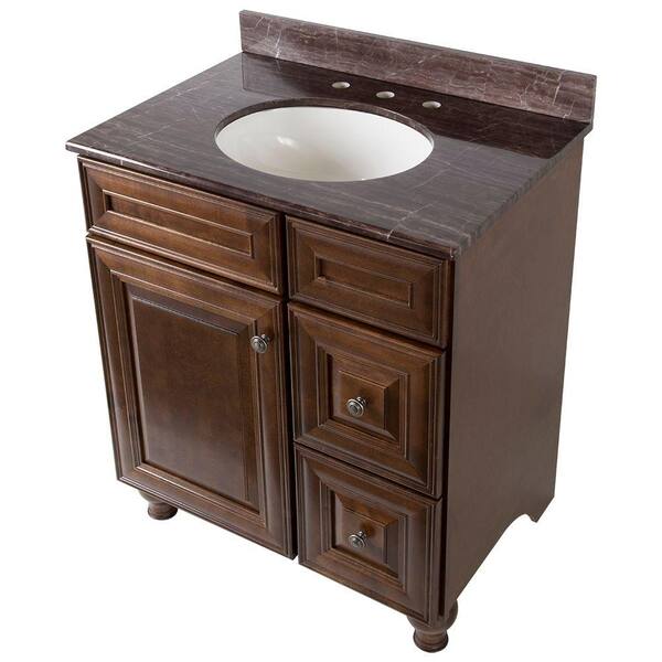Home Decorators Collection Templin 31 in. Vanity in Coffee with Stone Effects Vanity Top in Coffee