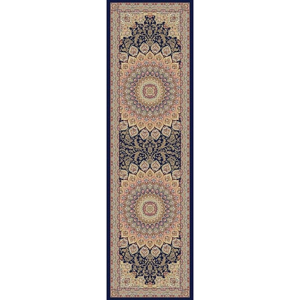 Home Decorators Collection Lawrence Navy 2 ft. x 8 ft. Indoor Runner Rug