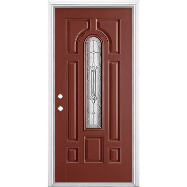 Masonite 36 in. x 80 in. Providence Center Arch Red Bluff Right-Hand Painted Smooth Fiberglass Prehung Front Door w/ Brickmold