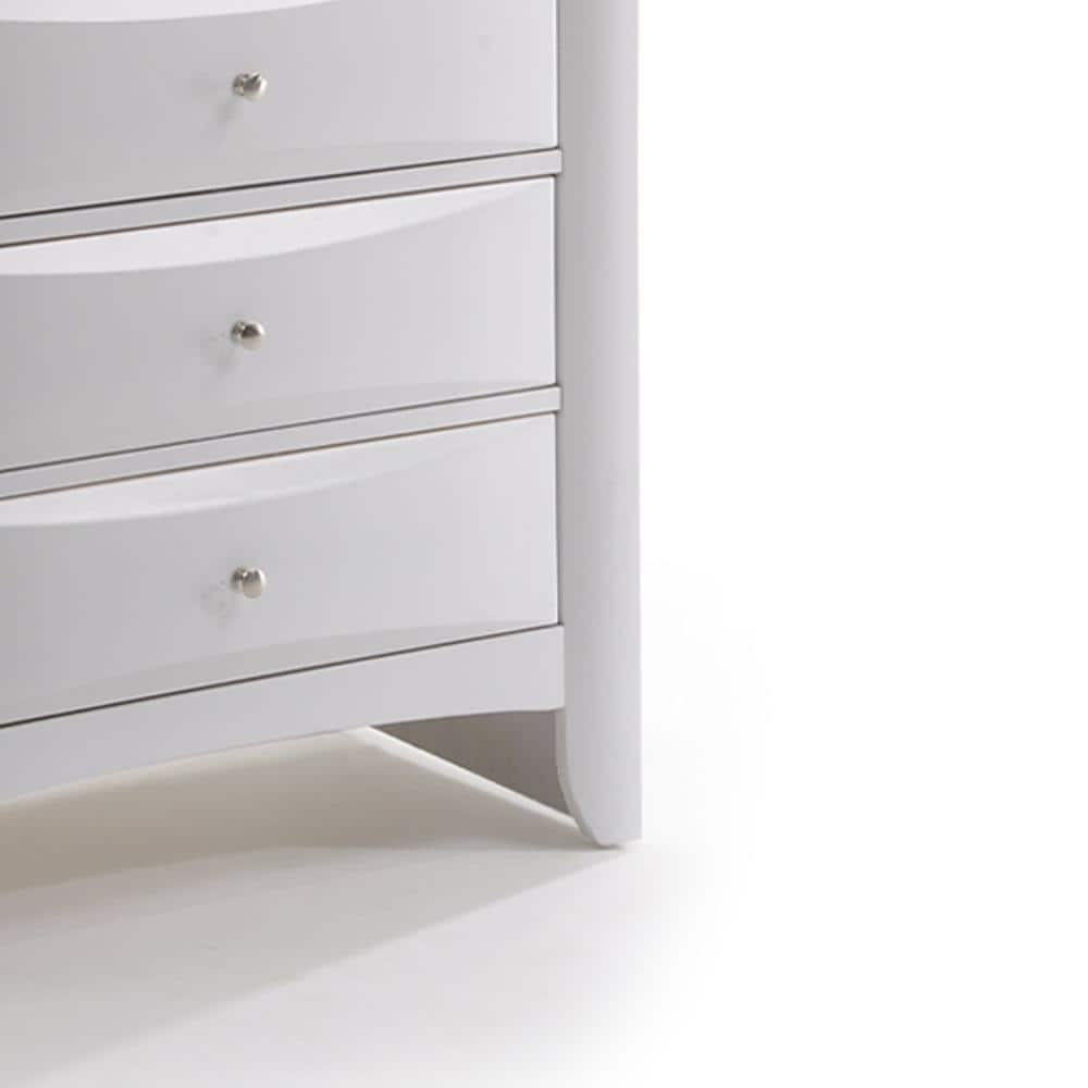 White Vertical 5-Drawer Wood Chest with Dovetail Design