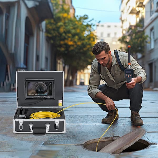 Sewer Camera with 512Hz Locator, 165 ft. /50 m, 9in. 36 x Zoom Drain Inspection Camera with Self-Leveling Sewer Camera