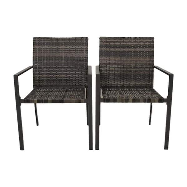 Siavonce Outdoor Patio Furniture Set 2-Pieces Wicker Chair Sets PE Rattan Patio Conversation Set Dining Chairs for All-Weather