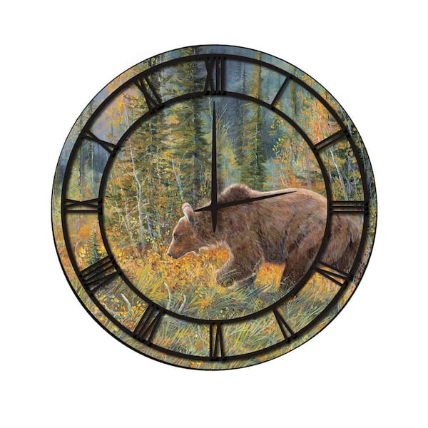 Unbranded "The Grizzly Walk" Full Coverage Art and Black Numbers Imaged Wall Clock