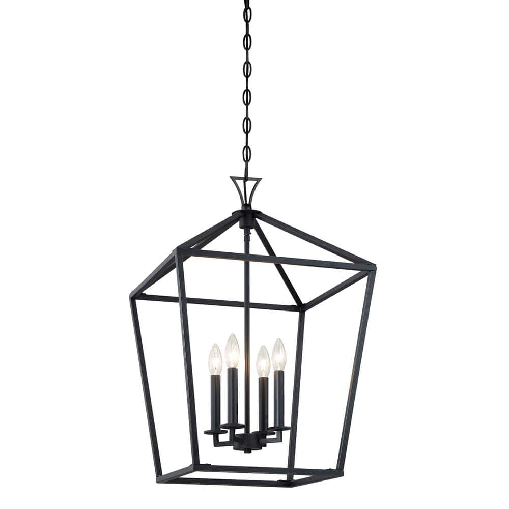 Townsend Matte Black 4-Light Open Lantern Pendant