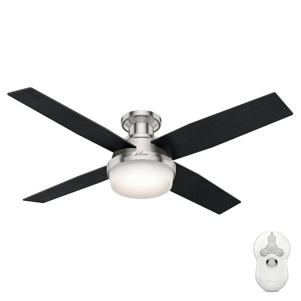 Hunter Dempsey 52 in. Low Profile LED Indoor Brushed Nickel Ceiling Fan with Light with Remote Control