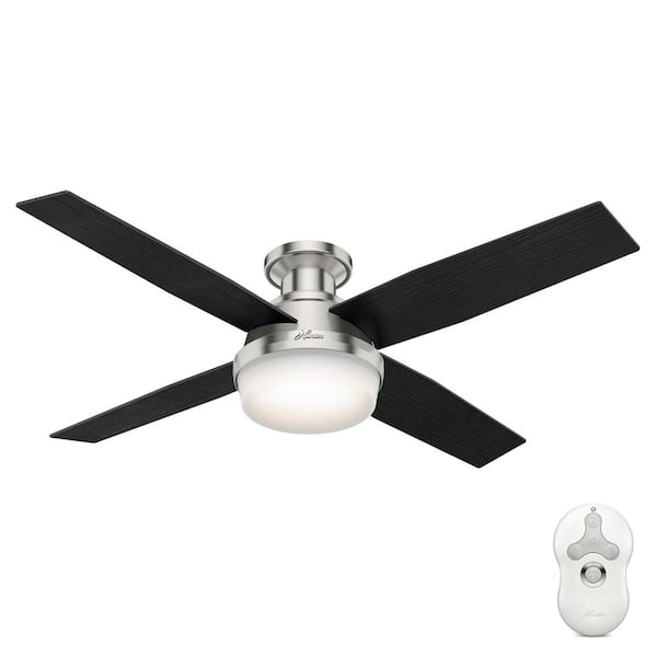 Dempsey 52 in. Low Profile LED Indoor Brushed Nickel Ceiling Fan with Light with Remote Control