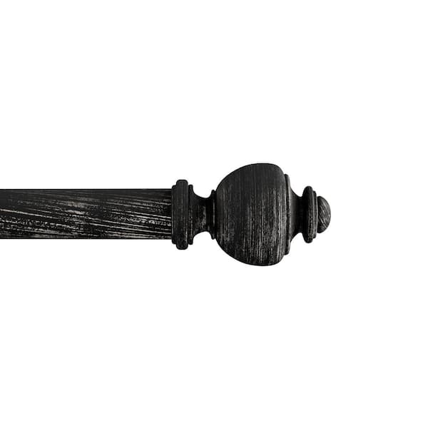 Lavish Home 1 in. Telescoping 48 in. to 84 in. Single Curtain Rod - Modern Urn Finals and Mounting Hardware in Black
