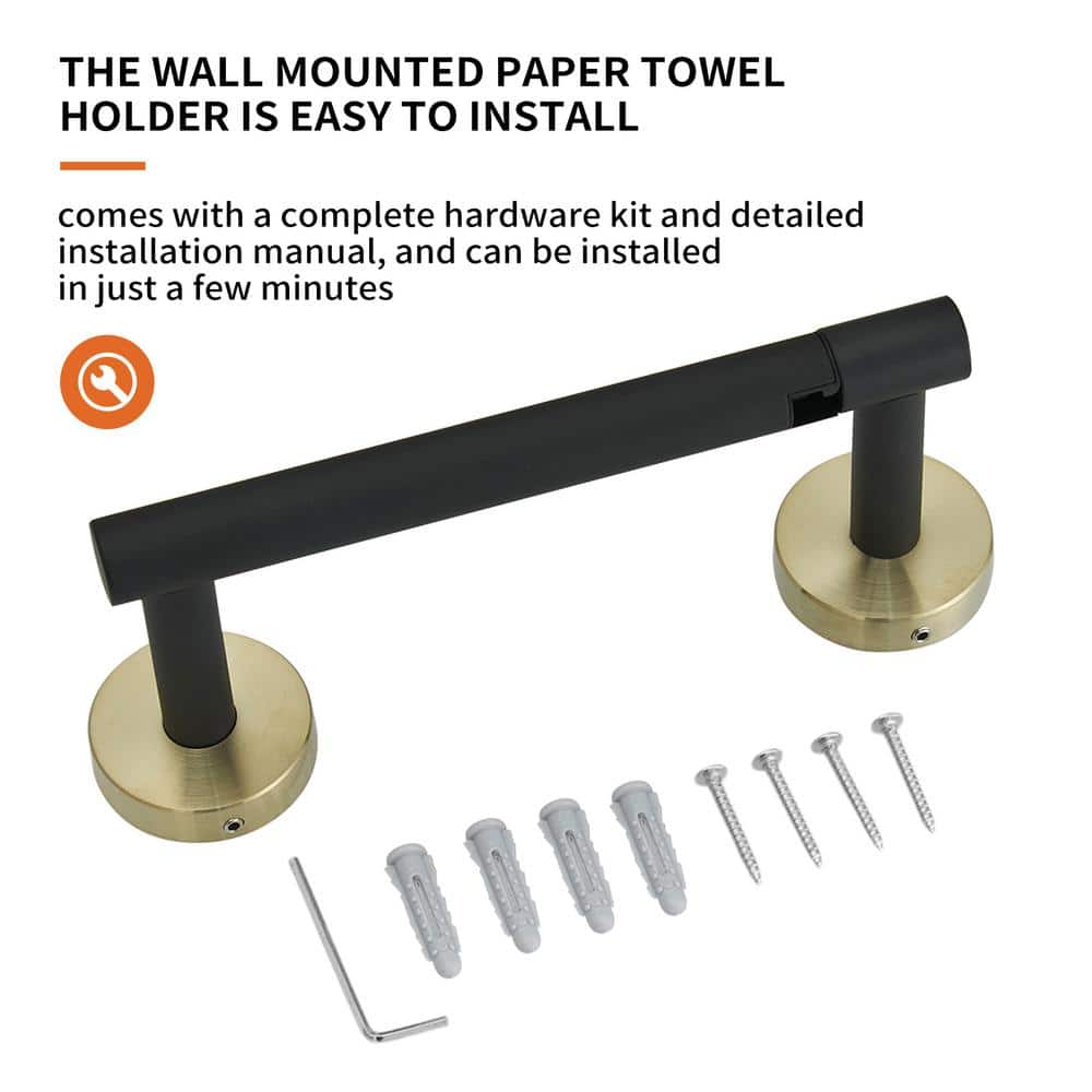 Gold and Black Stainless Steel Pivoting Toilet Paper Holder