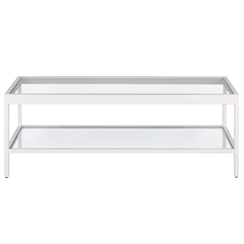 Alexis 45" White Tempered Glass Rectangular Coffee Table