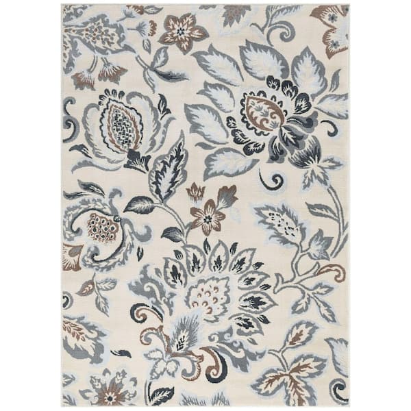 Madison Floral Cream 8 ft. x 10 ft. Indoor Area Rug
