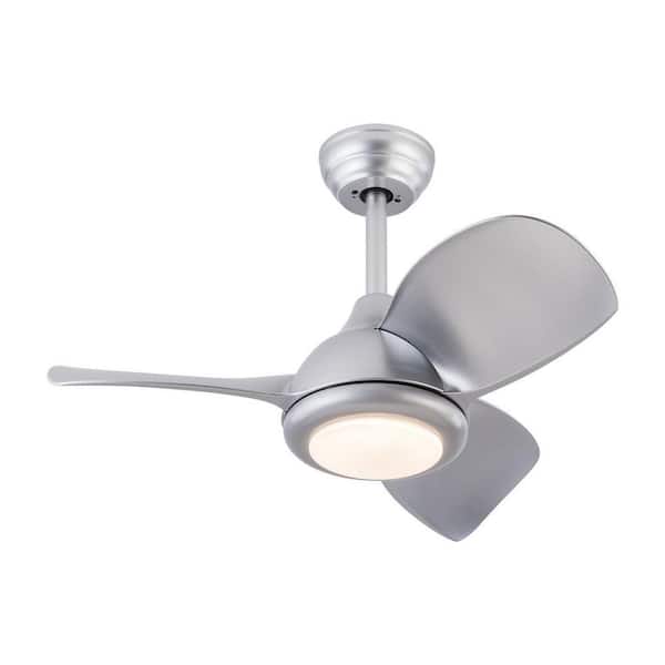 30 in. Indoor Silver Modern 6-Speed Reversible Ceiling Fan with Adjustable White Integrated LED and Remote