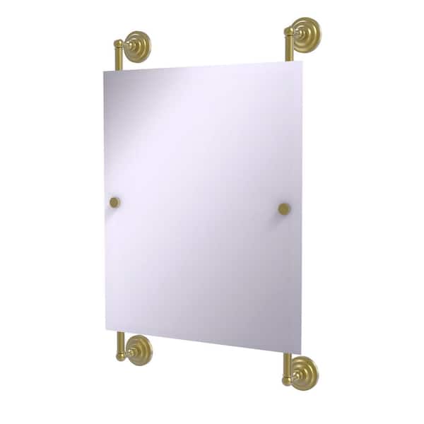 Allied Brass Que New Collection 25 in. x 33 in. Rectangular Frameless Rail Mounted Mirror in Satin Brass
