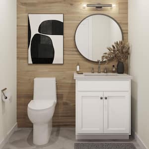 Shaker Partial Overlay 24 in. W. x 20.75 in. D x 34.5 in. H Plywood Assembled Vanity Sink Base Bath Cabinet Linen White