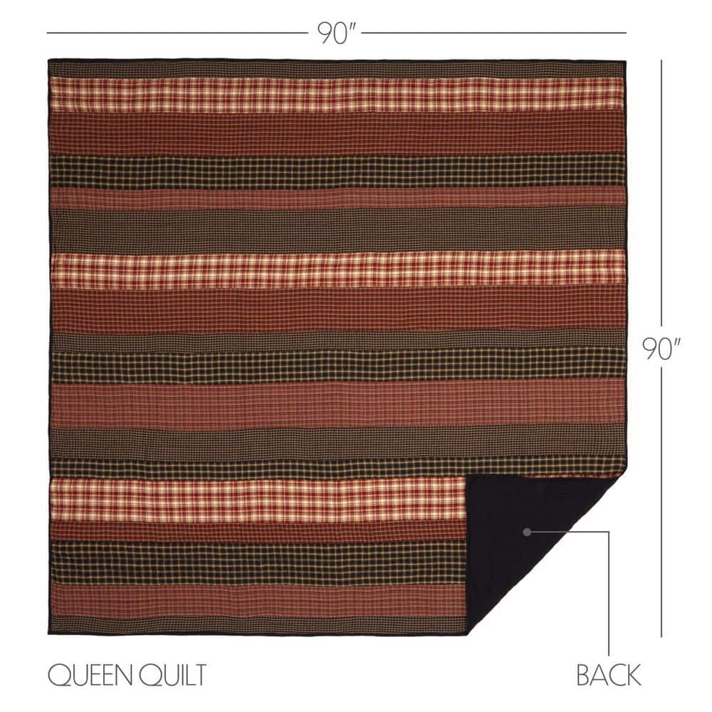 Beckham Queen Black and Red Cotton Reversible Quilt Set
