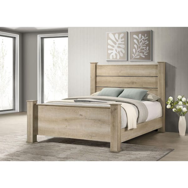 Oakglen Weathered Oak King Panel Bed