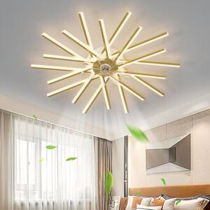 45 in. Indoor Gold Indoor Ceiling Fan with Adjustable White Integrated LED, Remote Included
