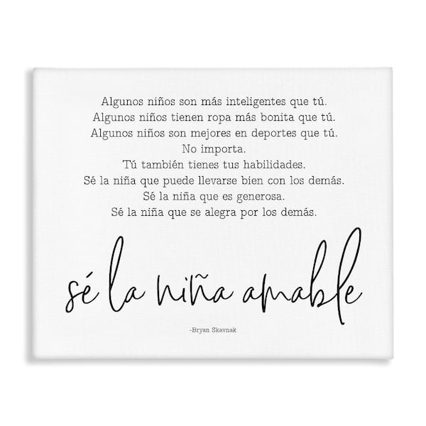 Stupell Industries Kind Girl Translation by Lettered and Lined Gallery Wrapped Unframed Typography Graphic Art Print 16 in. x 20 in.