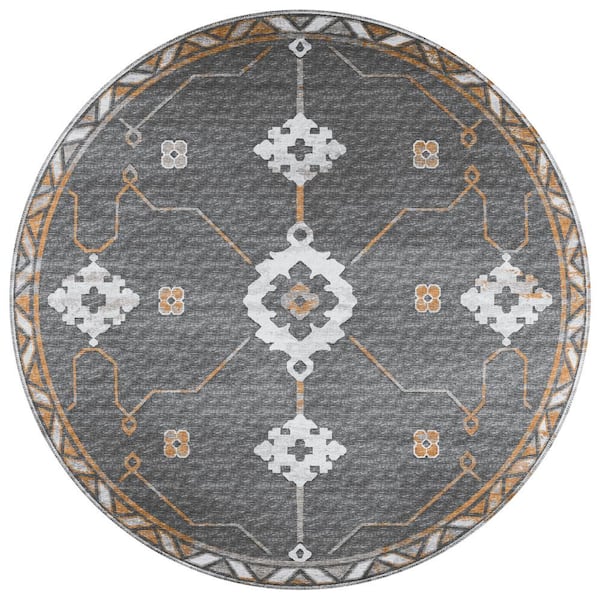 Addison Rugs Modena Charcoal 8 ft. x 8 ft. Round Persian Area Rug