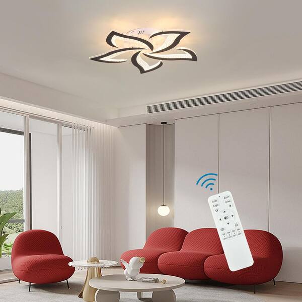 Genoci 23.62 in. 48-Watt Modern Black Integrated LED Flush Mount