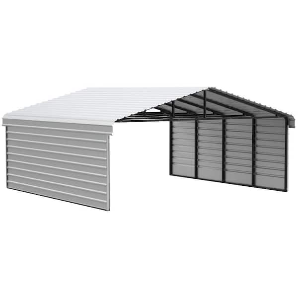 20 ft. W x 20 ft. D x 9 ft. H Eggshell Galvanized Steel Carport with 2-Side Wall Kits
