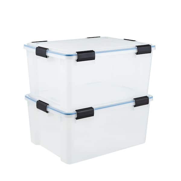 60 qt. /15 Gal. Plastic Storage Bins with Sealed Lids, Clear Gasket Box, Airtight Containers 4Pk