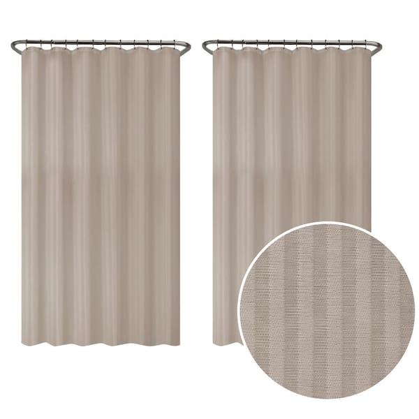 Shower Curtain With Hooks High Grade Striped Pattern Fabric Waterproof Bathroom
