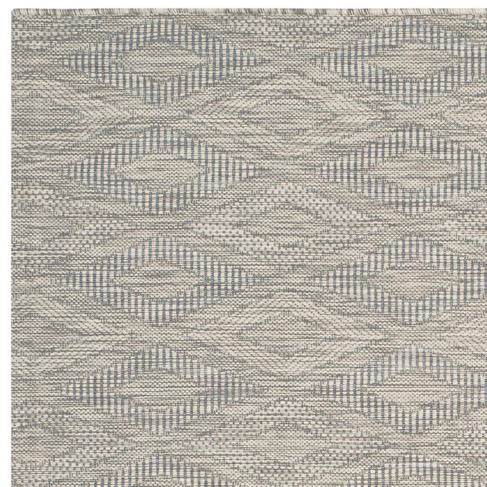 Gray Geometric Low Pile Square Indoor/Outdoor Area Rug