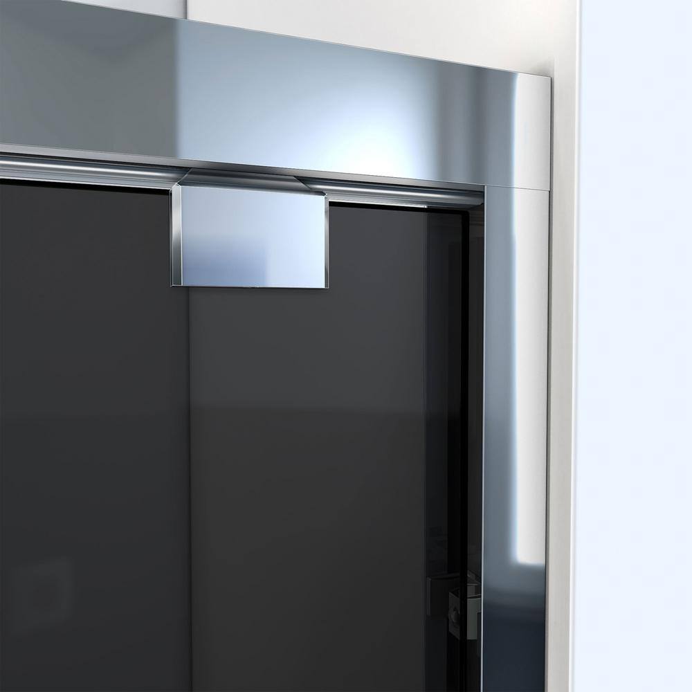 Encore Chrome Semi-Frameless Sliding Shower Door with Smoke Gray Glass