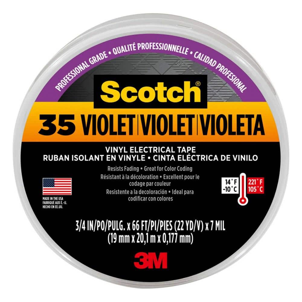 20 yds length x 3/4" Width Purple Purple  Electrical Tape Pack of 3 