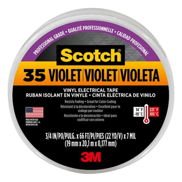 Scotch 3/4 in. x 66 ft. x 0.007 in. #35 Electrical Vinyl Tape, Violet