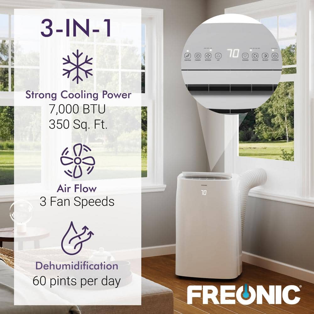 Freonic 7000 BTU White Portable Air Conditioner with Remote