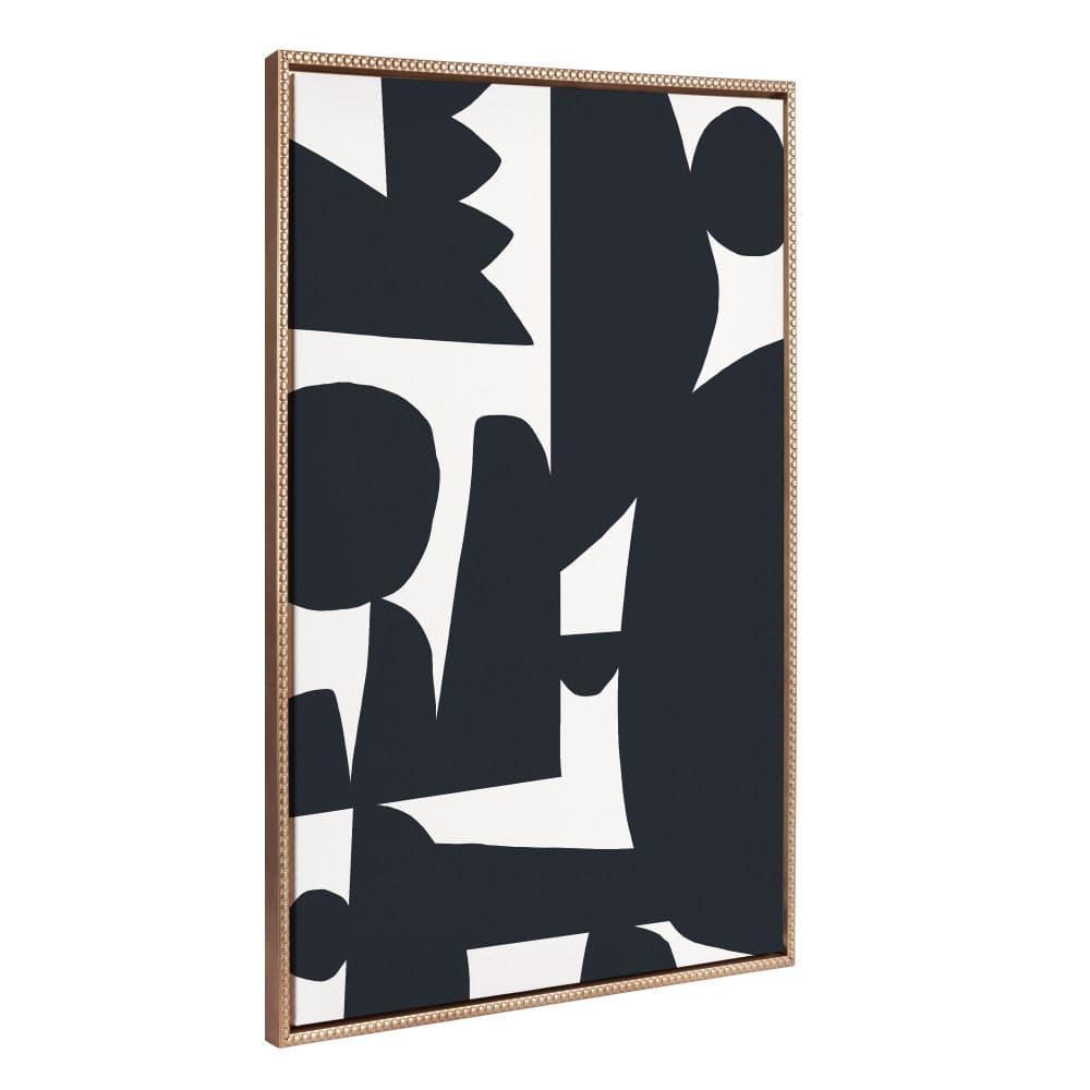 Abstract Black-and-White Beaded Wall Art 1-Piece Gold Framed Canvas Art Print, 28 in. x 38 in. price history on PriceWatchPro