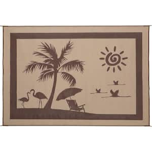 8 ft. x 11 ft. Brown and Beige Beach Paradise Mat