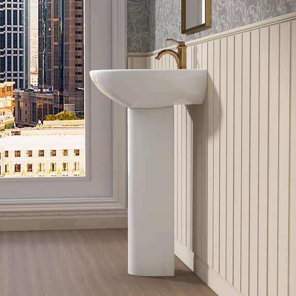 Zeafive 21 in. W x 17 in. D Pedestal Sink Basin Combo in White