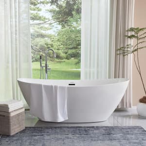 71 in. Acrylic Flatbottom Freestanding Bathtub in White/Matte Black