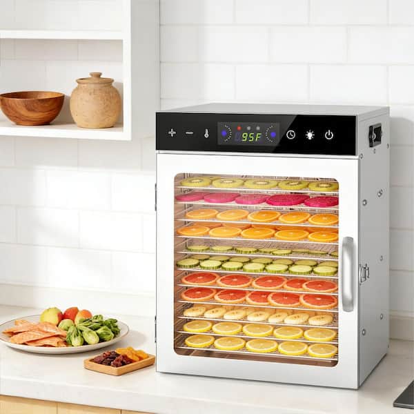 12-Tray Food Dehydrator-Digital Timer Adjustable Temp Overheat Protection Recipe Book for Jerky Fruits & Herbs