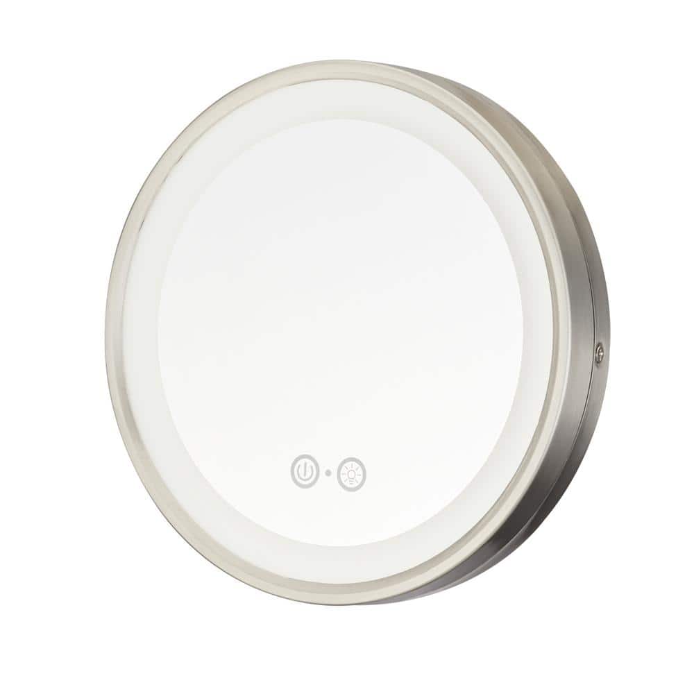 Satin Nickel LED Wall Mount Vanity Mirror with Telescoping Arm