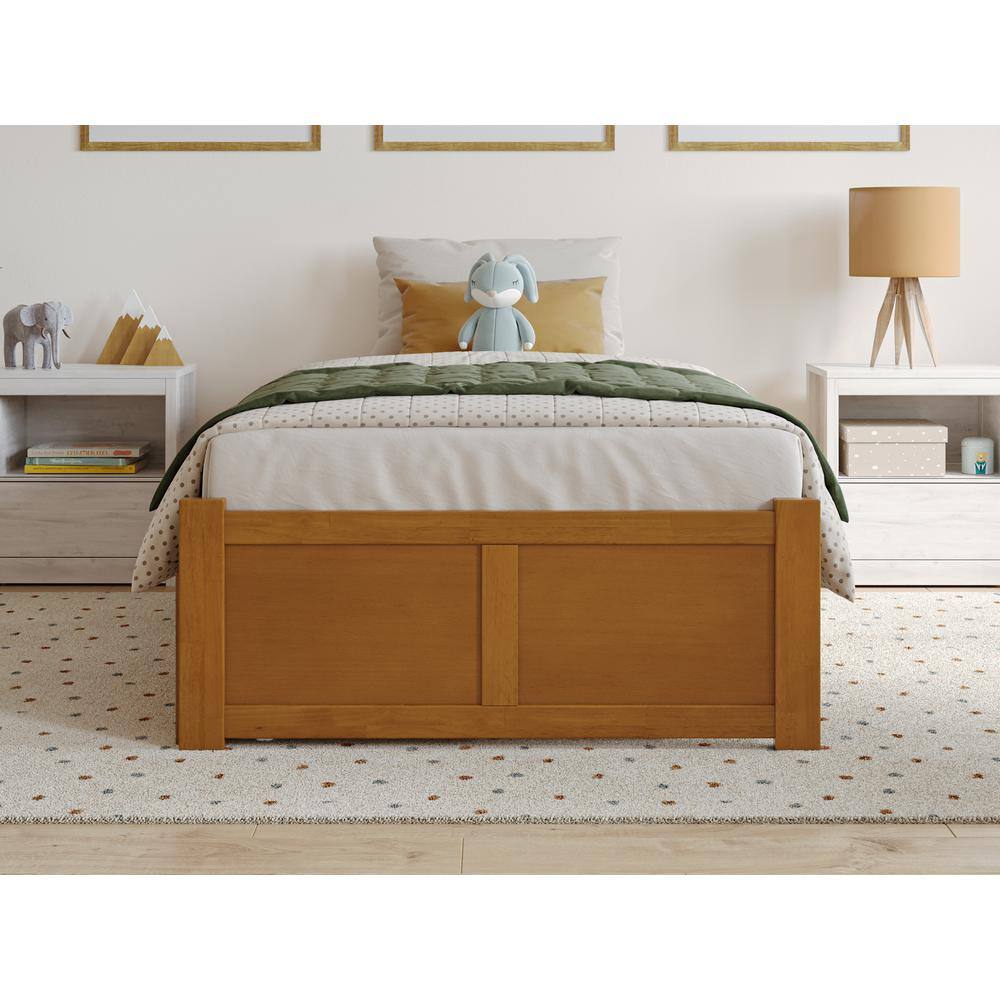 Light Toffee Twin Wood Platform Bed with Storage Drawers