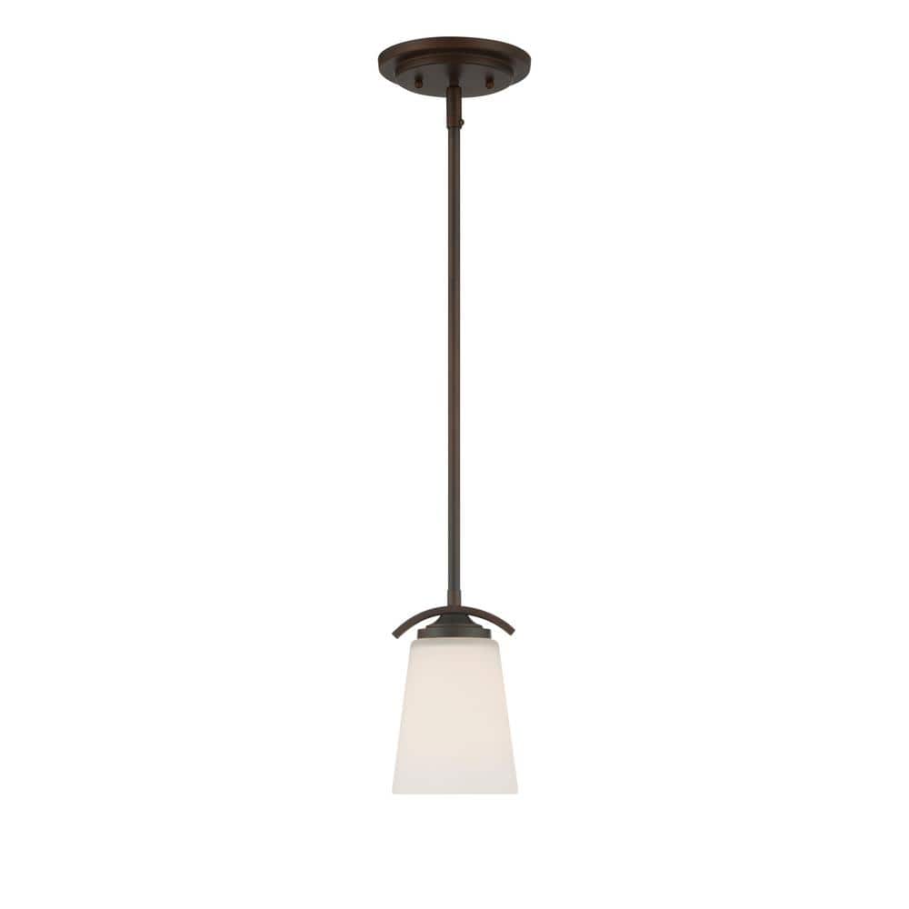 Vintage Bronze Mini Pendant with Etched White Glass Shade