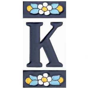 Sevillano Flora Address Letters K 2-1/8 in. x 4-3/8 in. Ceramic Wall Tile (0.07 sq. ft./Each)