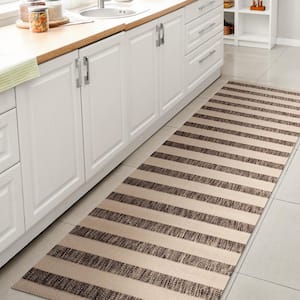 Aveiro Beige/Brown 2 ft. x 8 ft. Wide Stripe Indoor/Outdoor Area Rug