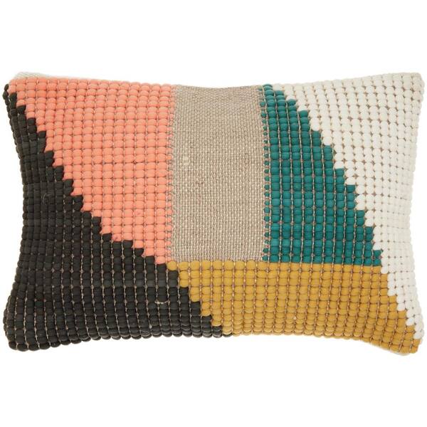Mina Victory Lifestyles Multicolor Woven Geometric 20 in. x 14 in. Rectangle Throw Pillow