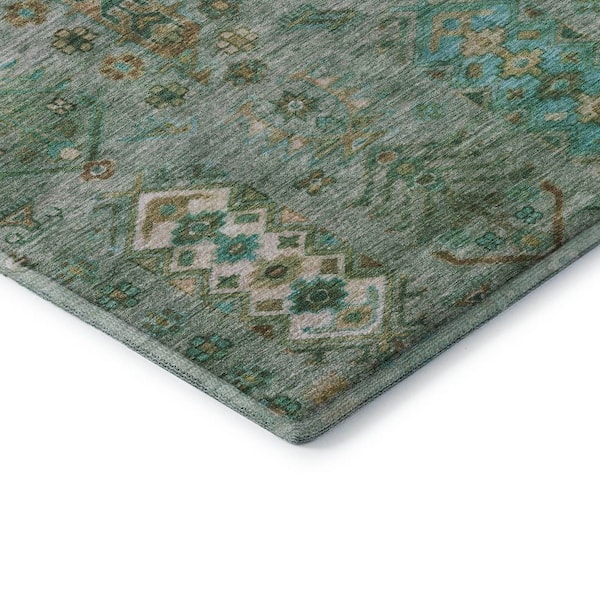 Mayfield Premium Machine Washable Abstract AMF2047 Sage 10 ft. x 14 ft. Area Rug