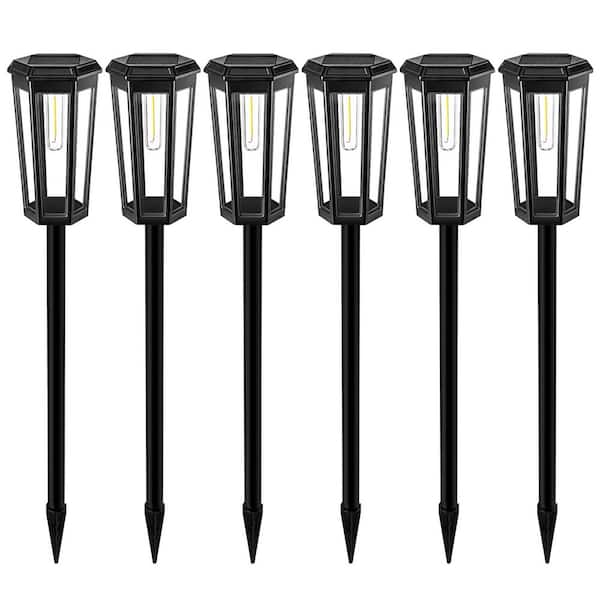 20 Lumens Black Integrated LED Yard Lights Weather Resistant 3000K Outdoor Solar Path Lights Dusk to Dawn (6-Pack)