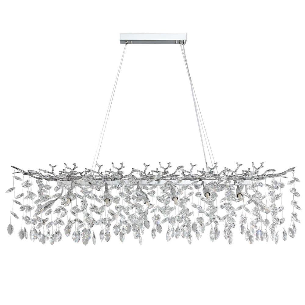 16-Light Crystal Gold Tree Branch Chandelier for Dining Room, Rectangular R