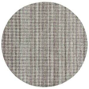 Abstract Brown/Green 6 ft. x 6 ft. Modern Plaid Round Area Rug