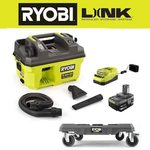 LINK Rolling Base with ONE+ 18V LINK Cordless 3 Gal. Wet/Dry Vacuum Kit with 4.0 Ah Battery and 18V Charger