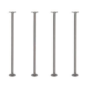 3/4 in. x 2.5 ft. L Black Steel Pipe Table Legs with Round Flanges (4-Pack)